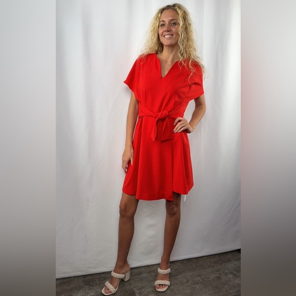 Tibi Short Sleeve Belted‎ Dress in Burnt Orange Size 0 - Picture 1 of 12